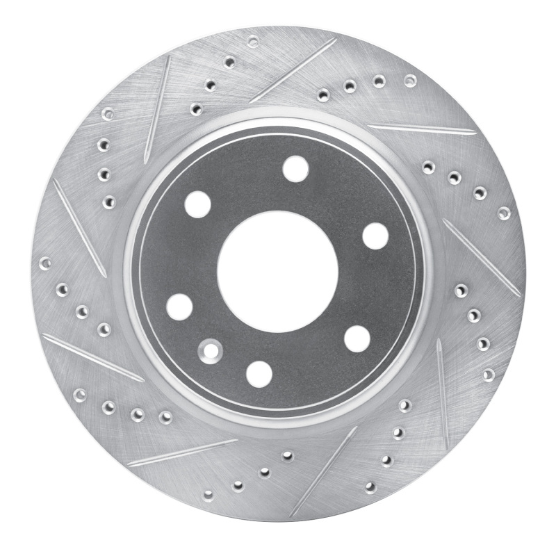 Buick Enclave Brake Rotor (1) - Front Left - R1 Concepts - Drilled & Slotted - Silver - `07-`17